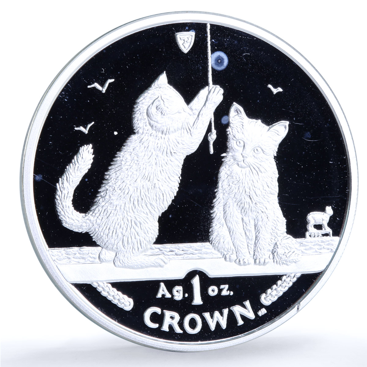 Isle of Man 1 crown Somali Kittens KM-1072a Cat Crowns proof silver coin 2001