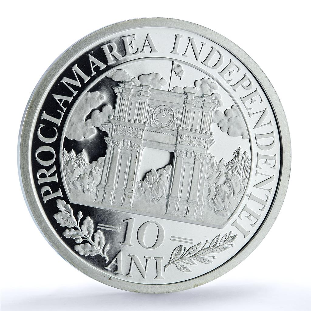 Moldova 100 lei Independence Proclamation KM-16 History proof silver coin 2001
