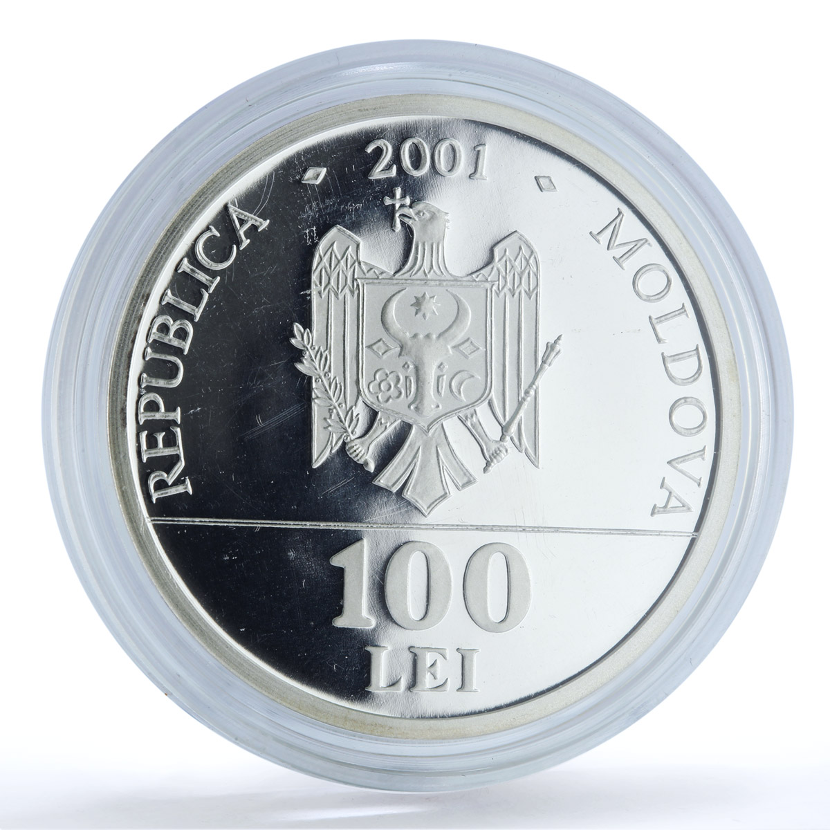Moldova 100 lei Independence Proclamation KM-16 History proof silver coin 2001