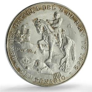 Mexico Puebla Battle Groove- 800a History Horseman silver medal 1962