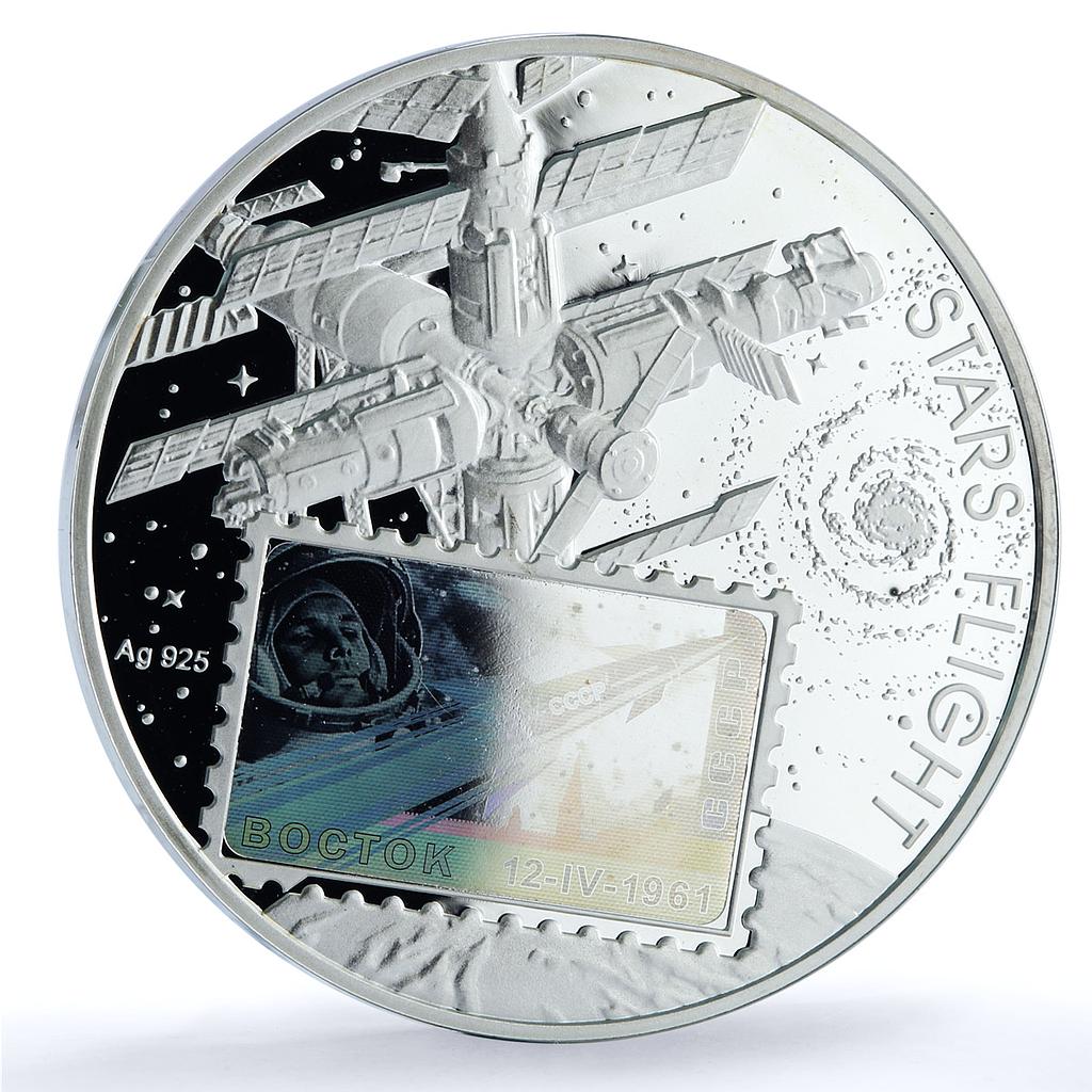 Niue 1 dollar Stars Flight KM-767 Space Mir Station Vostok silver coin 2012