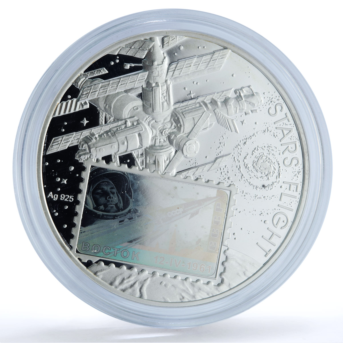 Niue 1 dollar Stars Flight KM-767 Space Mir Station Vostok silver coin 2012