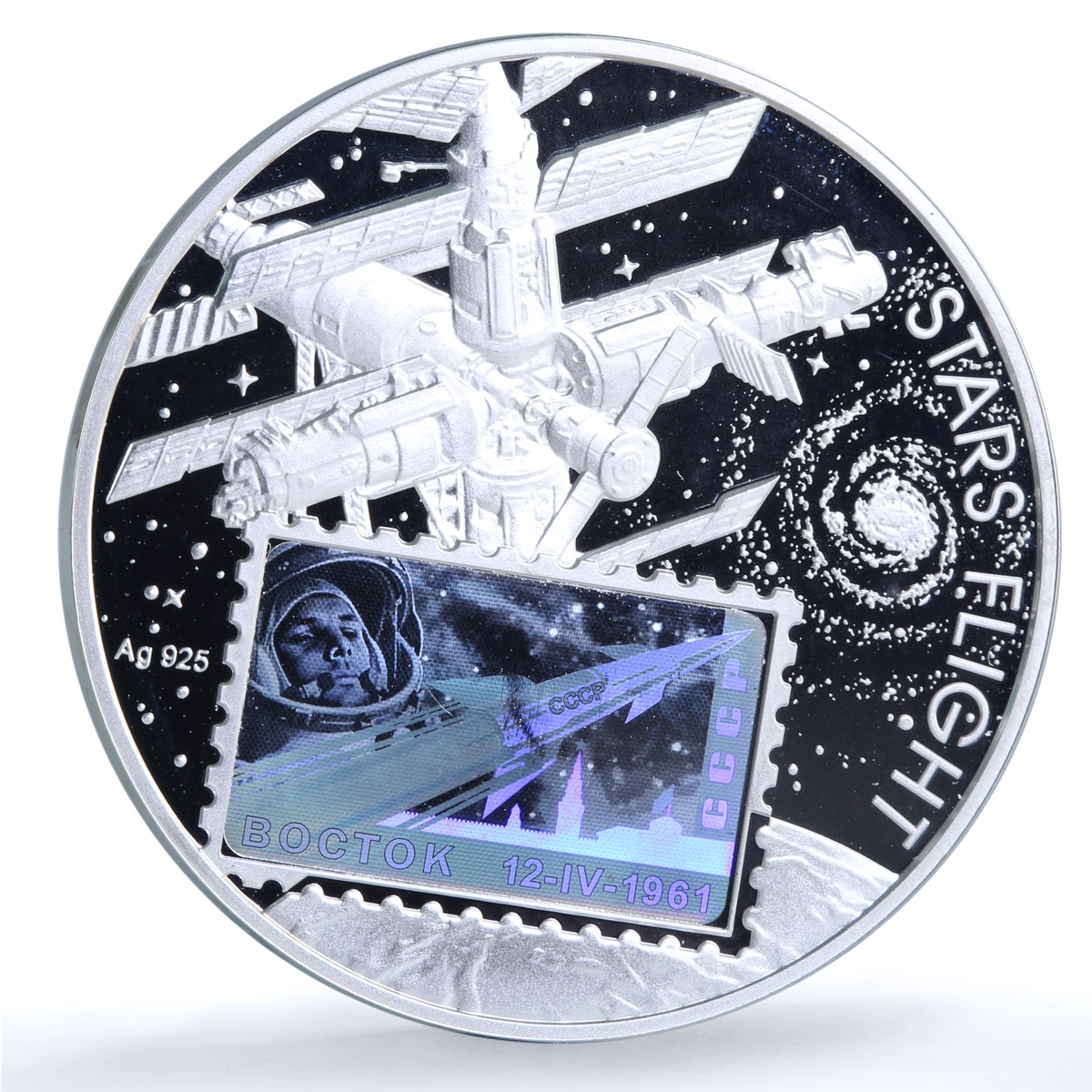 Niue 1 dollar Stars Flight KM-767 Space Mir Station Vostok silver coin 2012