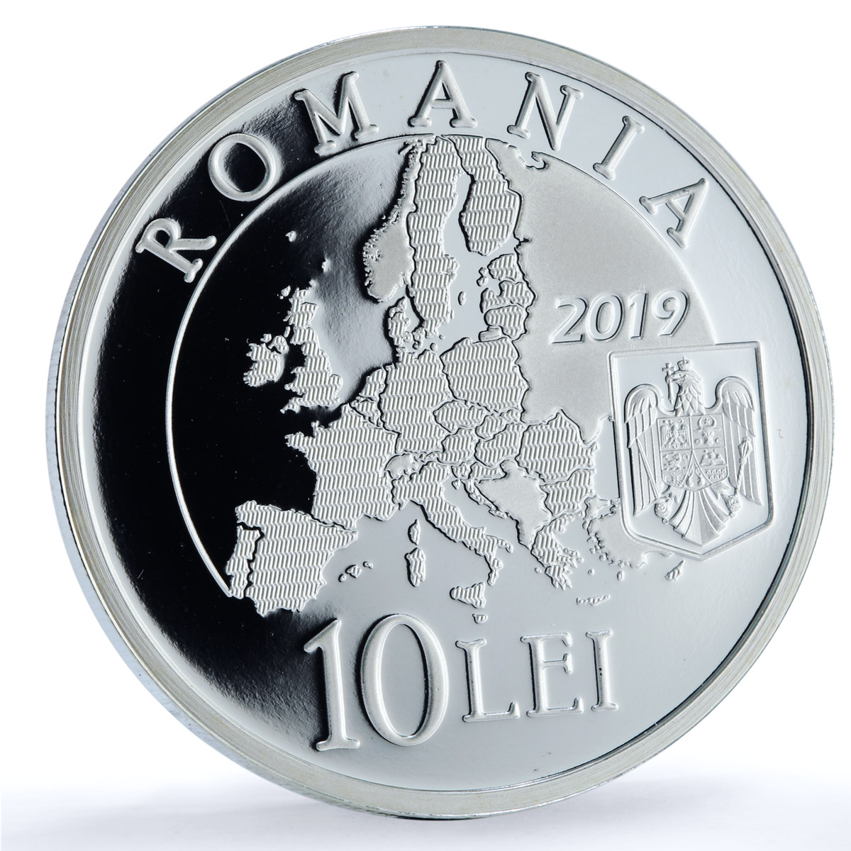 Romania 10 lei Presidency Council European Union KM-464 proof silver coin 2019