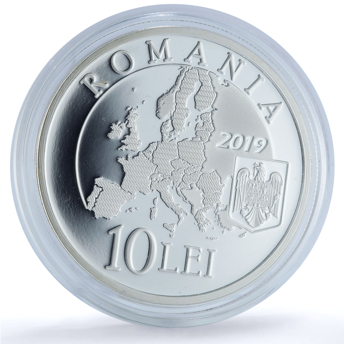Romania 10 lei Presidency Council European Union KM-464 proof silver coin 2019