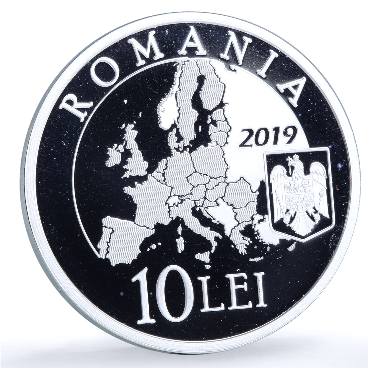 Romania 10 lei Presidency Council European Union KM-464 proof silver coin 2019
