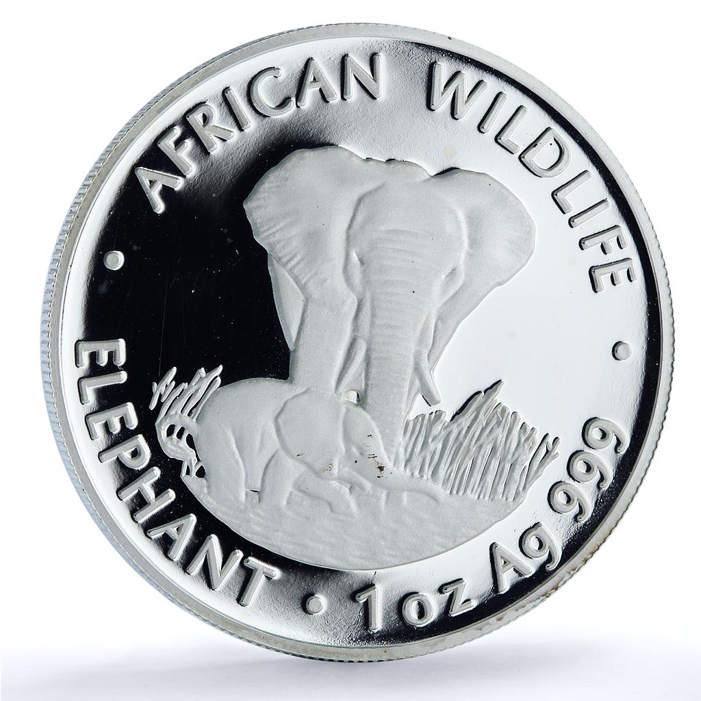 Zambia 5000 kwacha Elephant KM-73 African Wildlife Fauna proof silver coin 1999