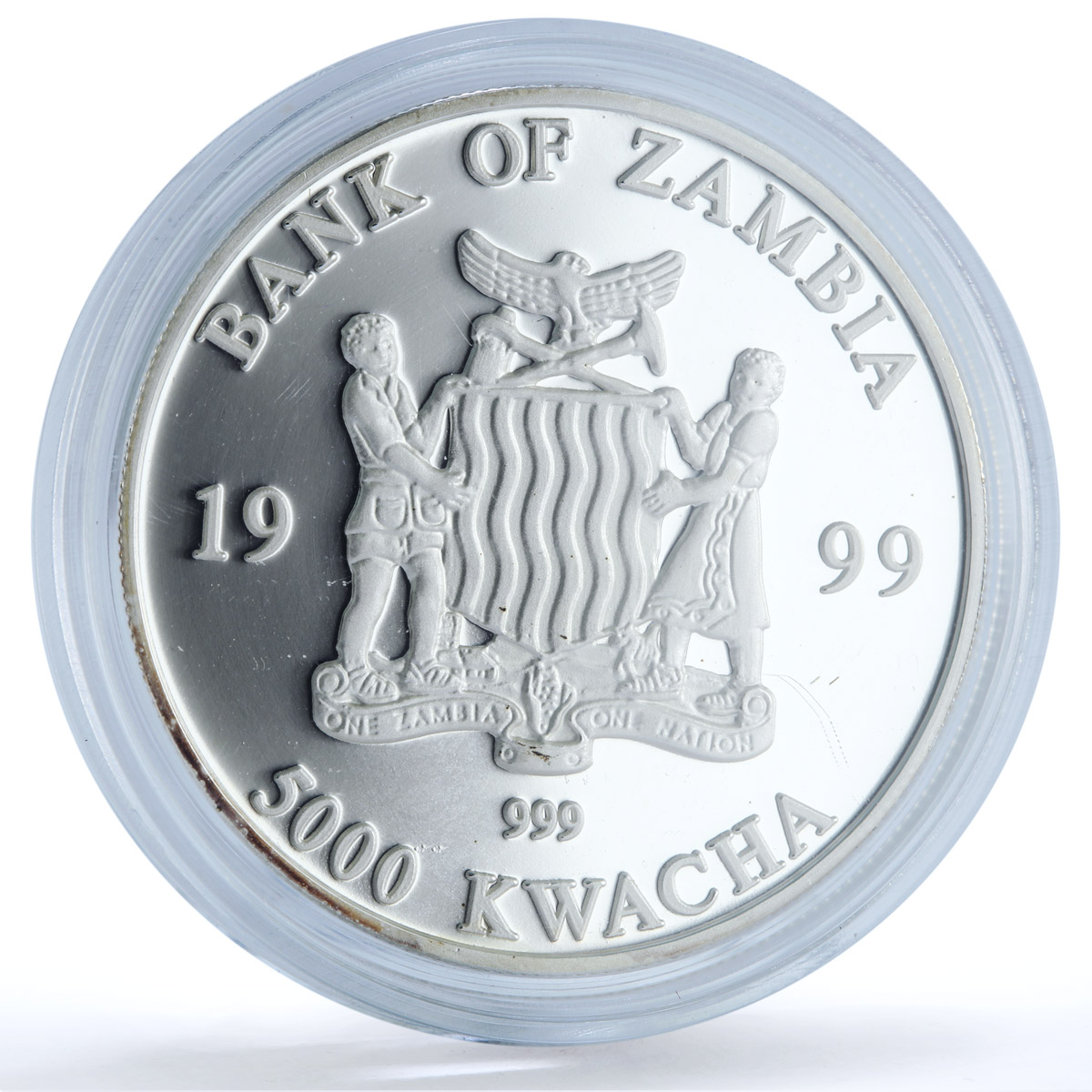 Zambia 5000 kwacha Elephant KM-73 African Wildlife Fauna proof silver coin 1999