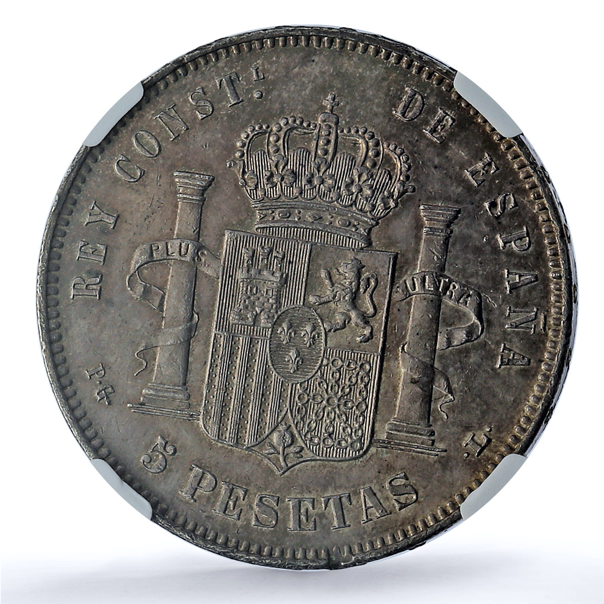 Spain 5 pesetas Alfonso XIII KM-700 Calico-19-23 MS 61 NGC silver coin 1893 PGL