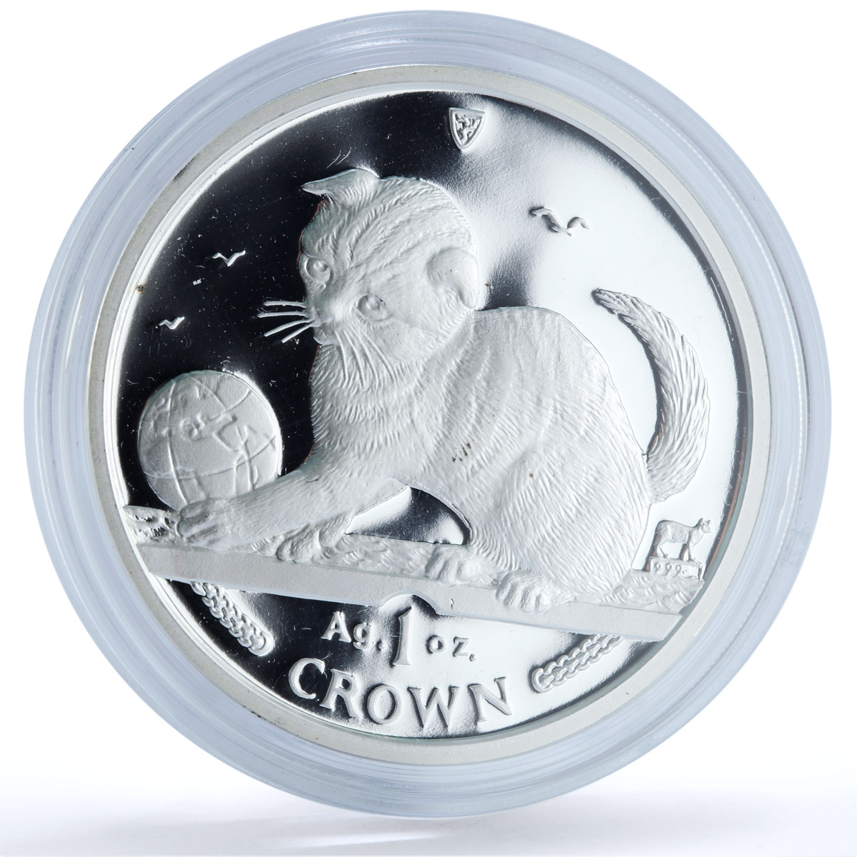 Isle of Man 1 crown Scottish Fold KM-1056a Cat Crowns proof silver coin 2000