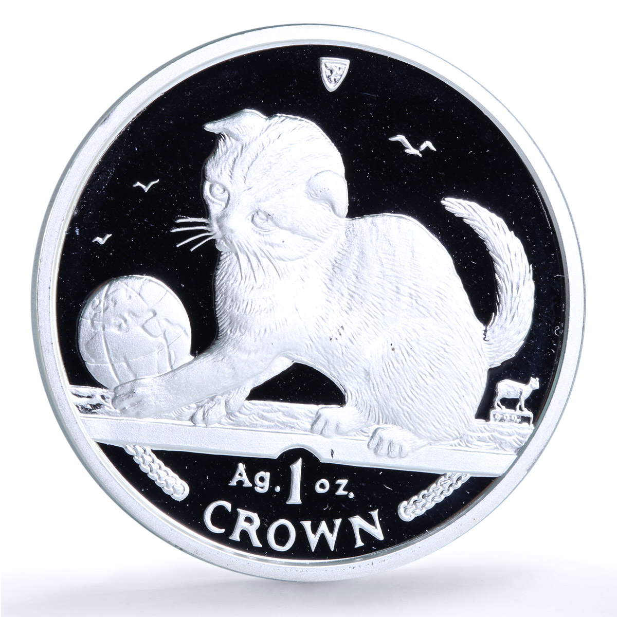 Isle of Man 1 crown Scottish Fold KM-1056a Cat Crowns proof silver coin 2000