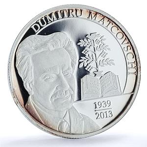 Moldova 100 lei Dumitru Matcovschi KM-127 Literature Writer silver coin 2014