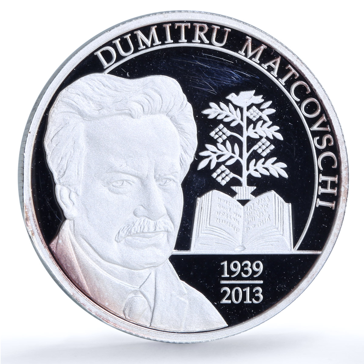 Moldova 100 lei Dumitru Matcovschi KM-127 Literature Writer silver coin 2014