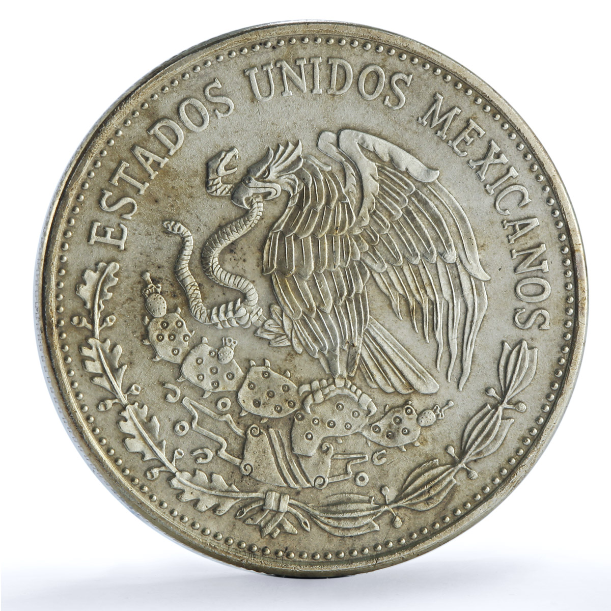 Mexico 50 pesos Oil Industry Nationalization KM-532 Monument silver coin 1988