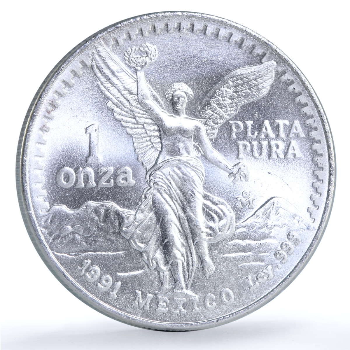 Mexico 1 onza Libertad Angel of Independence KM-494.3 Bullion silver coin 1991