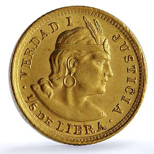Peru 1/5 libra Republic Trade Coinage KM-210 Fr-75 gold coin 1907 GOZF