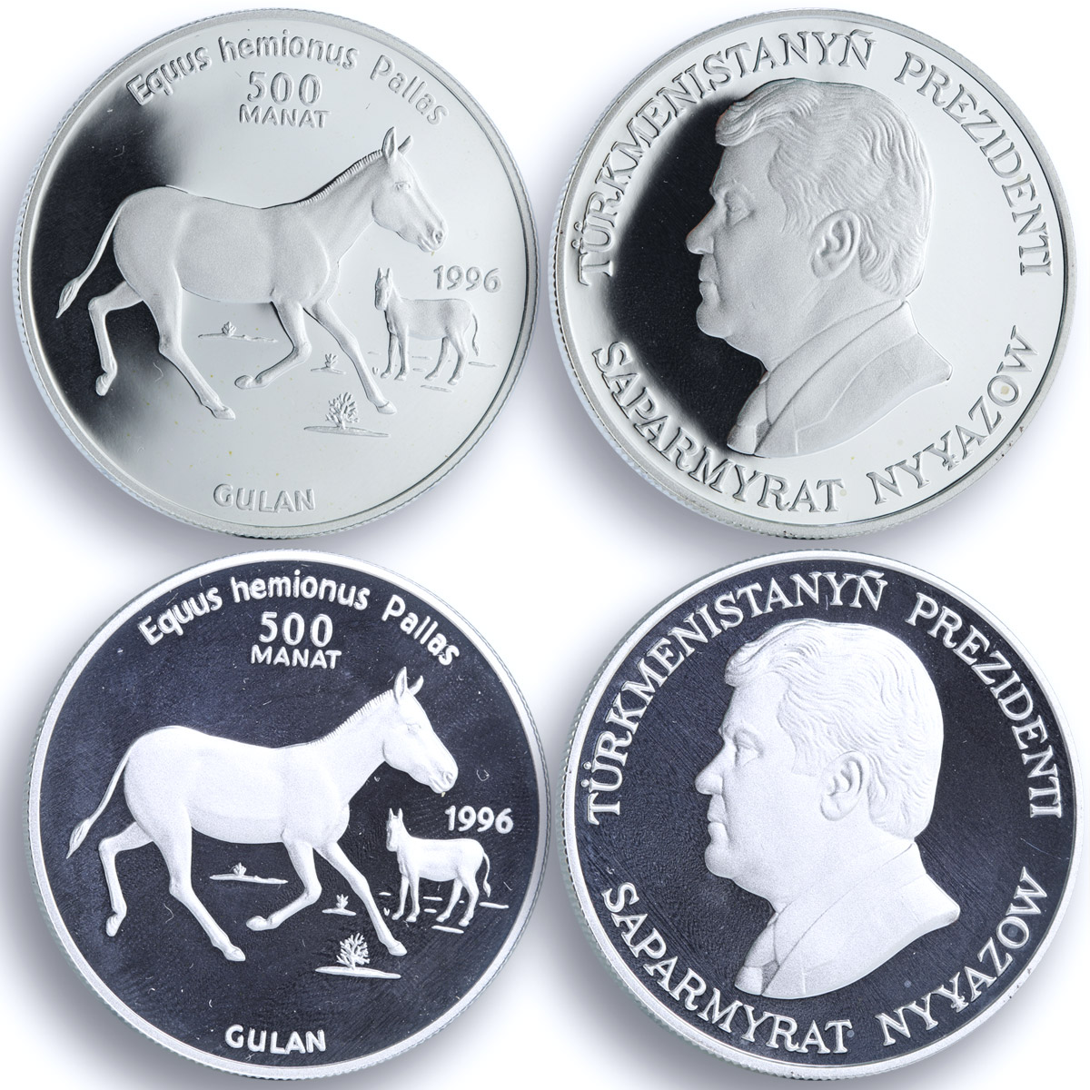 Turkmenistan 500 manat x 6 Set Red Book Animals Wildlife Fauna silver coins 1996