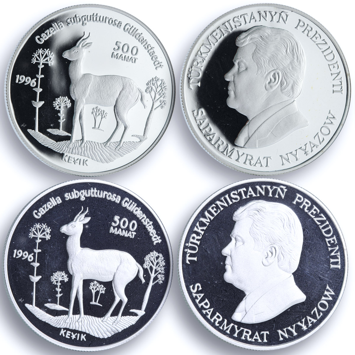 Turkmenistan 500 manat x 6 Set Red Book Animals Wildlife Fauna silver coins 1996