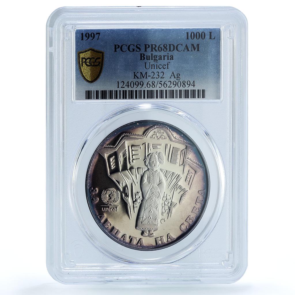 Bulgaria 1000 leva Year of the Child KM-232 UNICEF PR 68 PCGS silver coin 1997 Bulgaria 1000 leva Year of the Child KM-232 UNICEF PR 68 PCGS silver coin 1997