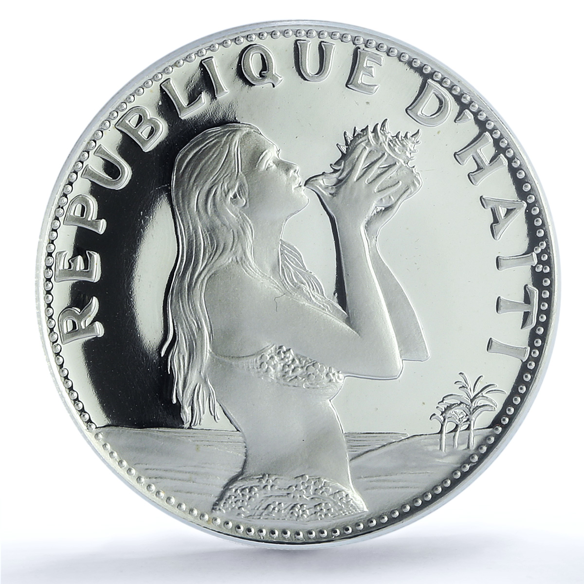 Haiti 50 gourdes Woman with Shell Mark Left KM-104.1 PR 69 PCGS silver coin 1973 Haiti 50 gourdes Woman with Shell Mark Left KM-104.1 PR 69 PCGS silver coin 1973