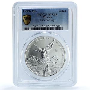 Mexico 1 onza Libertad Angel of Independence KM-613 MS 68 PCGS silver coin 1999