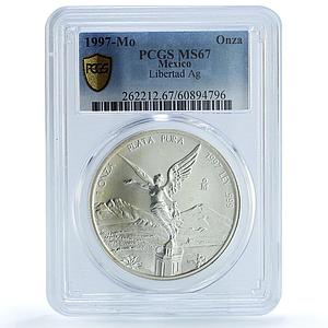 Mexico 1 onza Libertad Angel of Independence KM-613 MS 67 PCGS silver coin 1997