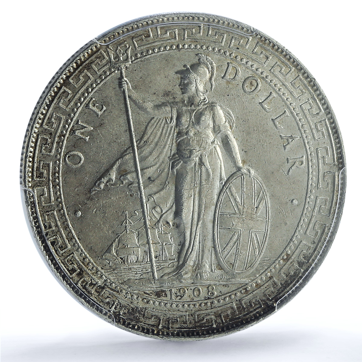 Great Britain 1 dollar Trade Dollar KM-T5 Prid-18 MS 62 PCGS silver coin 1908 B