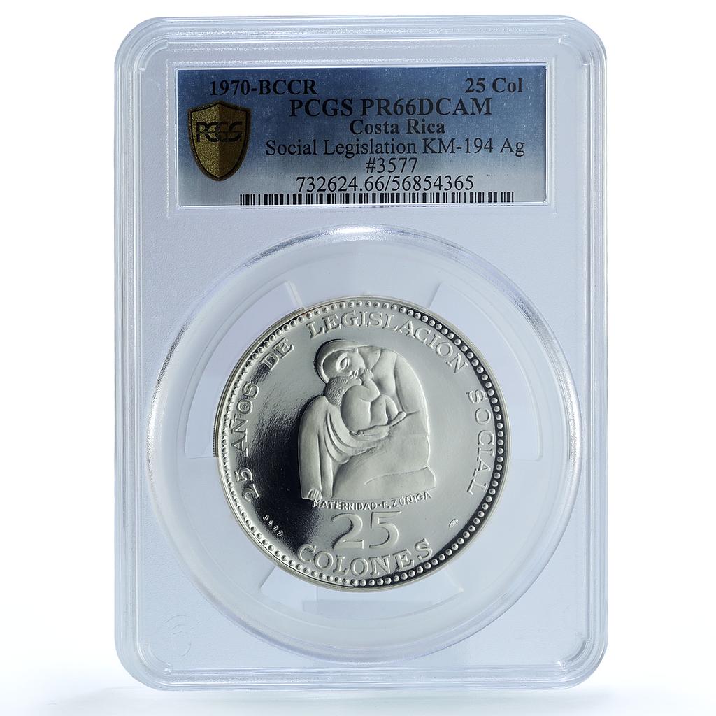 Costa Rica 25 colones Maternidad KM-194 Social Legislation PR 66 PCGS coin 1970 Costa Rica 25 colones Maternidad KM-194 Social Legislation PR 66 PCGS coin 1970