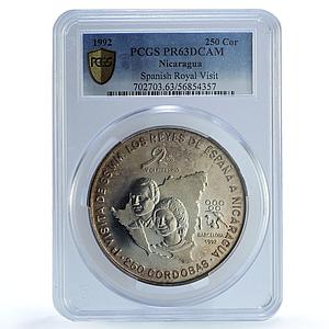 Nicaragua 250 cordobas Royal Visit KM-79 Olympics PR 63 PCGS silver coin 1992