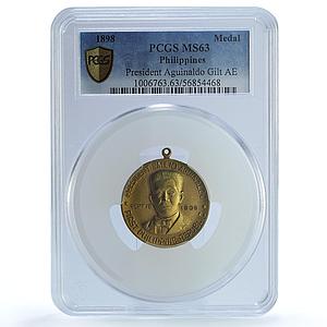 Philippines President Emilio Aguinaldo Sept 15 1898 MS 63 PCGS bronze medal 1963