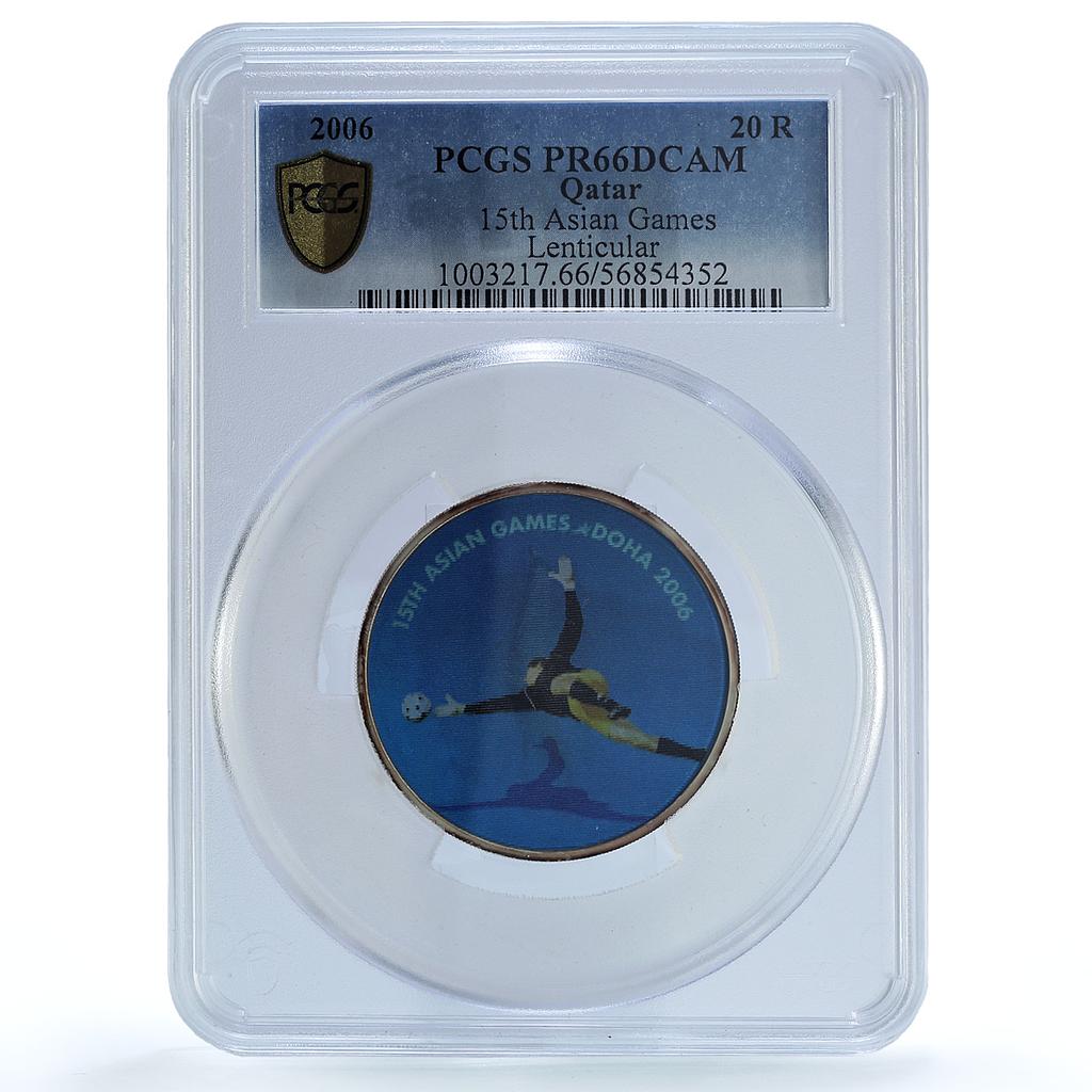 Qatar 20 riyals Asian Games Doha Lenticular PR 66 PCGS 2 oz silver coin 2006 Qatar 20 riyals Asian Games Doha Lenticular PR 66 PCGS 2 oz silver coin 2006