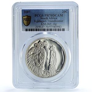 South Africa 20 cents Kgalagadi Park KM-365 Lion PR 70 PCGS silver coin 2007