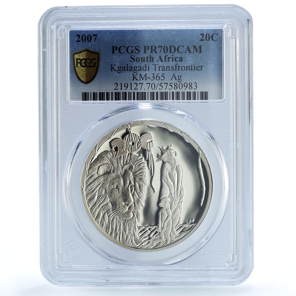South Africa 20 cents Kgalagadi Park KM-365 Lion PR 70 PCGS silver coin 2007 South Africa 20 cents Kgalagadi Park KM-365 Lion PR 70 PCGS silver coin 2007