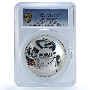 Solomon Islands 5 dollars Moon Landing KM-1040 Space PR 69 PCGS silver coin 2019