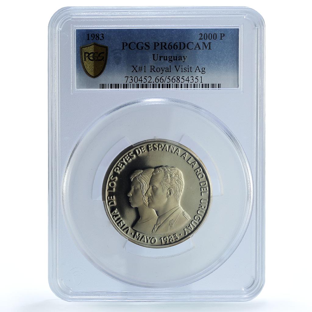Uruguay 2000 pesos Spanish Royal Visit KM-131 PR 66 PCGS silver coin 1983 Uruguay 2000 pesos Spanish Royal Visit KM-131 PR 66 PCGS silver coin 1983
