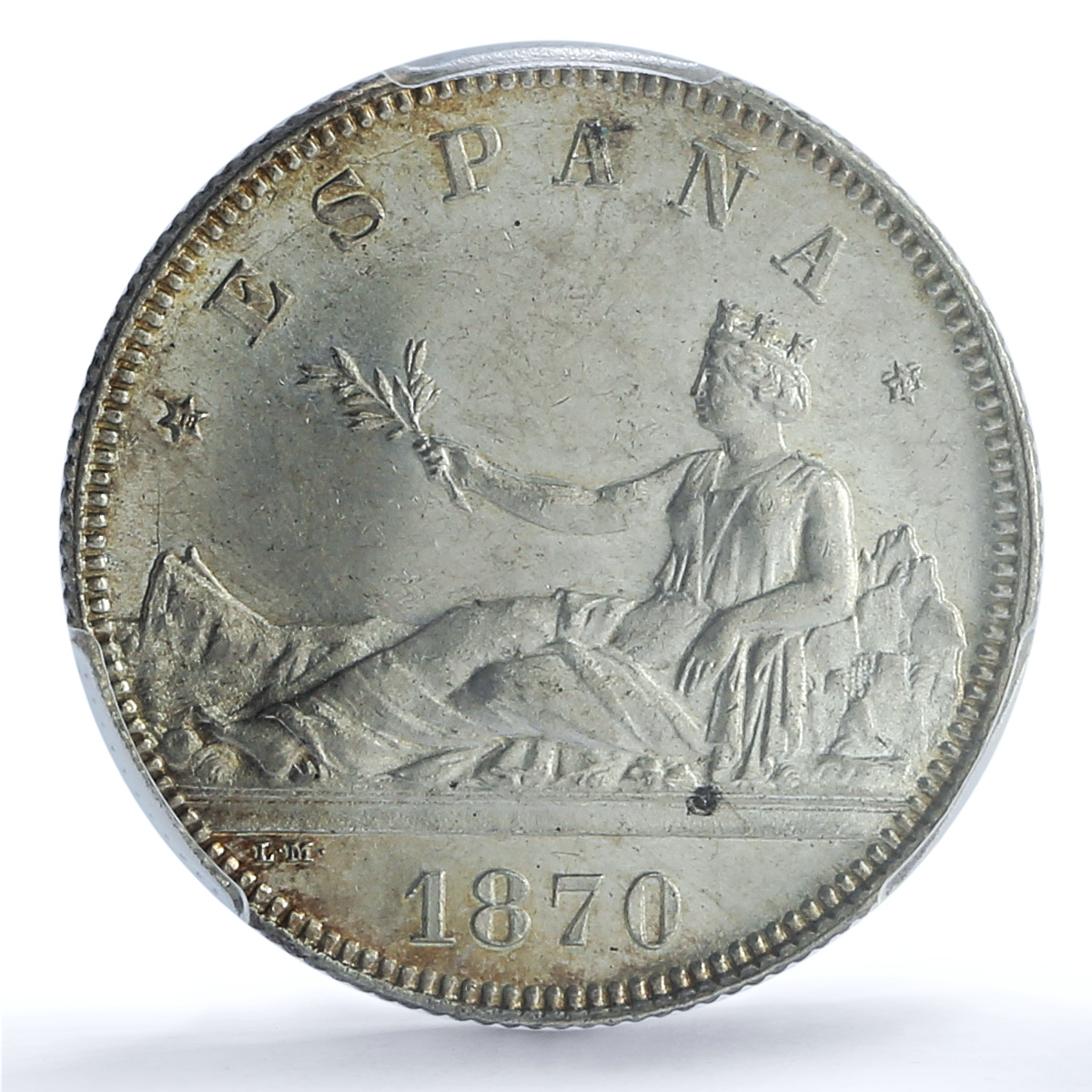 S 1870-DE M 2 Pta (1874) KM-654 Ag S 1870-DE M 2 Pta (1874) KM-654 Ag