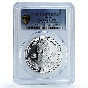 Liberia 10 dollars Coulthard KM-189 Formula One Car PR 70 PCGS silver coin 1995