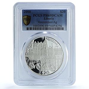 Liberia 20 dollars Amsterdam Netherlands Architecture PR69 PCGS silver coin 2000
