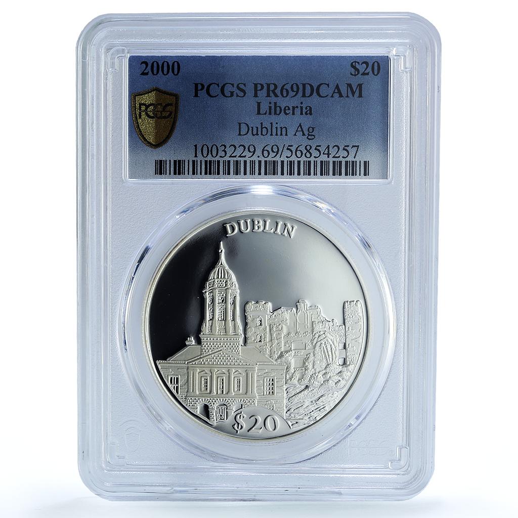 Liberia 20 dollars Dublin Ireland Architecture City PR 69 PCGS silver coin 2000