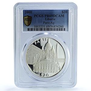 Liberia 20 dollars Paris France Architecture City PR 69 PCGS silver coin 2000