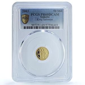 Somalia 50 shillings King Salomon History PR 69 PCGS gold coin 2003