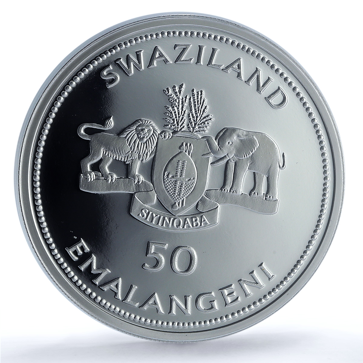 S 1998 50 Em 30th Ann. King Mswati III Select Gilt Ag, DCAM S 1998 50 Em 30th Ann. King Mswati III Select Gilt Ag, DCAM
