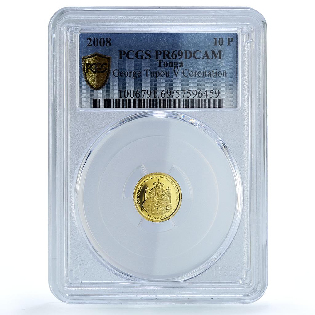 Tonga 10 paanga George Tupou V Coronation KM-220 PR 69 PCGS gold coin 2008 Tonga 10 paanga George Tupou V Coronation KM-220 PR 69 PCGS gold coin 2008