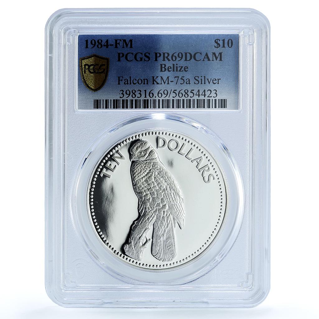 Belize 10 dollars Elizabeth II KM-75a Falcon Bird PR 69 PCGS silver coin 1984 Belize 10 dollars Elizabeth II KM-75a Falcon Bird PR 69 PCGS silver coin 1984