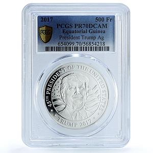 Guinea Equatorial 500 francs Donald Trump Politics PR 70 PCGS silver coin 2017