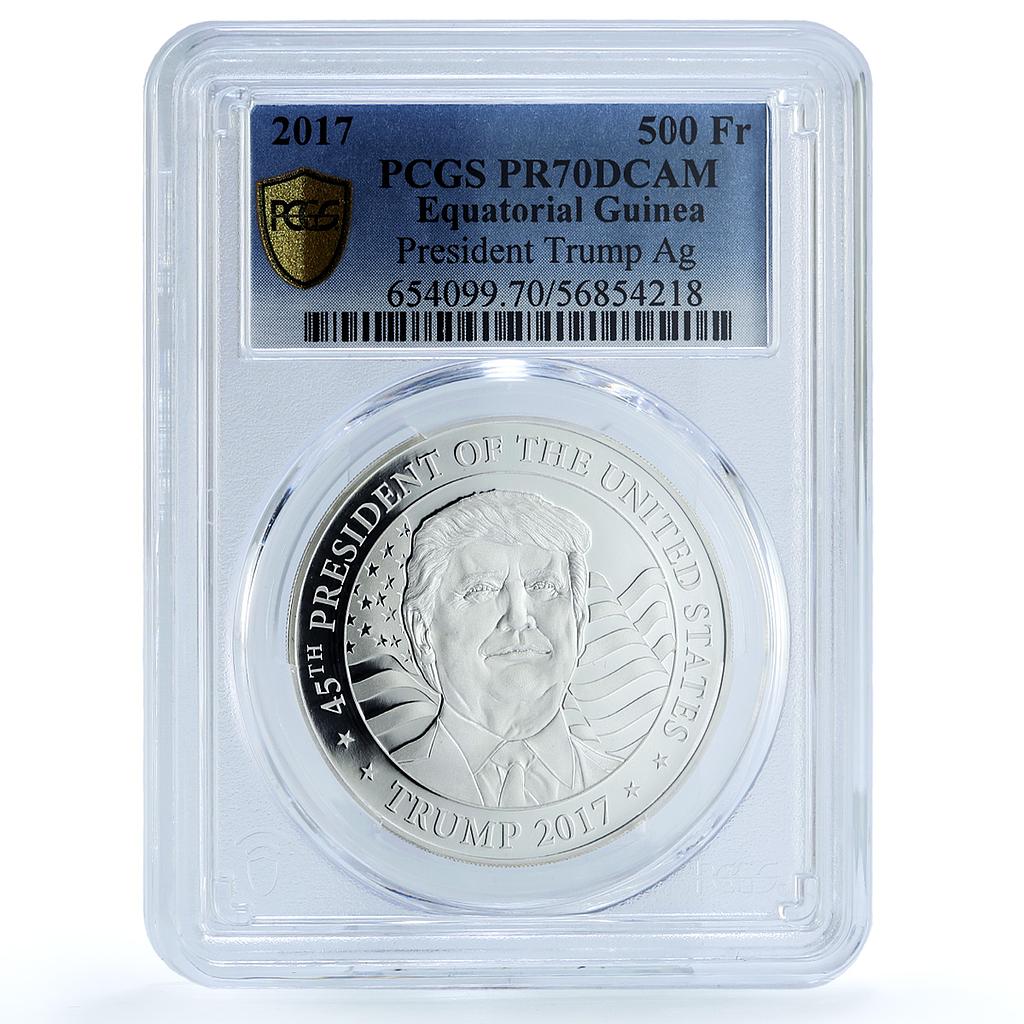 Guinea Equatorial 500 francs Donald Trump Politics PR 70 PCGS silver coin 2017 Guinea Equatorial 500 francs Donald Trump Politics PR 70 PCGS silver coin 2017