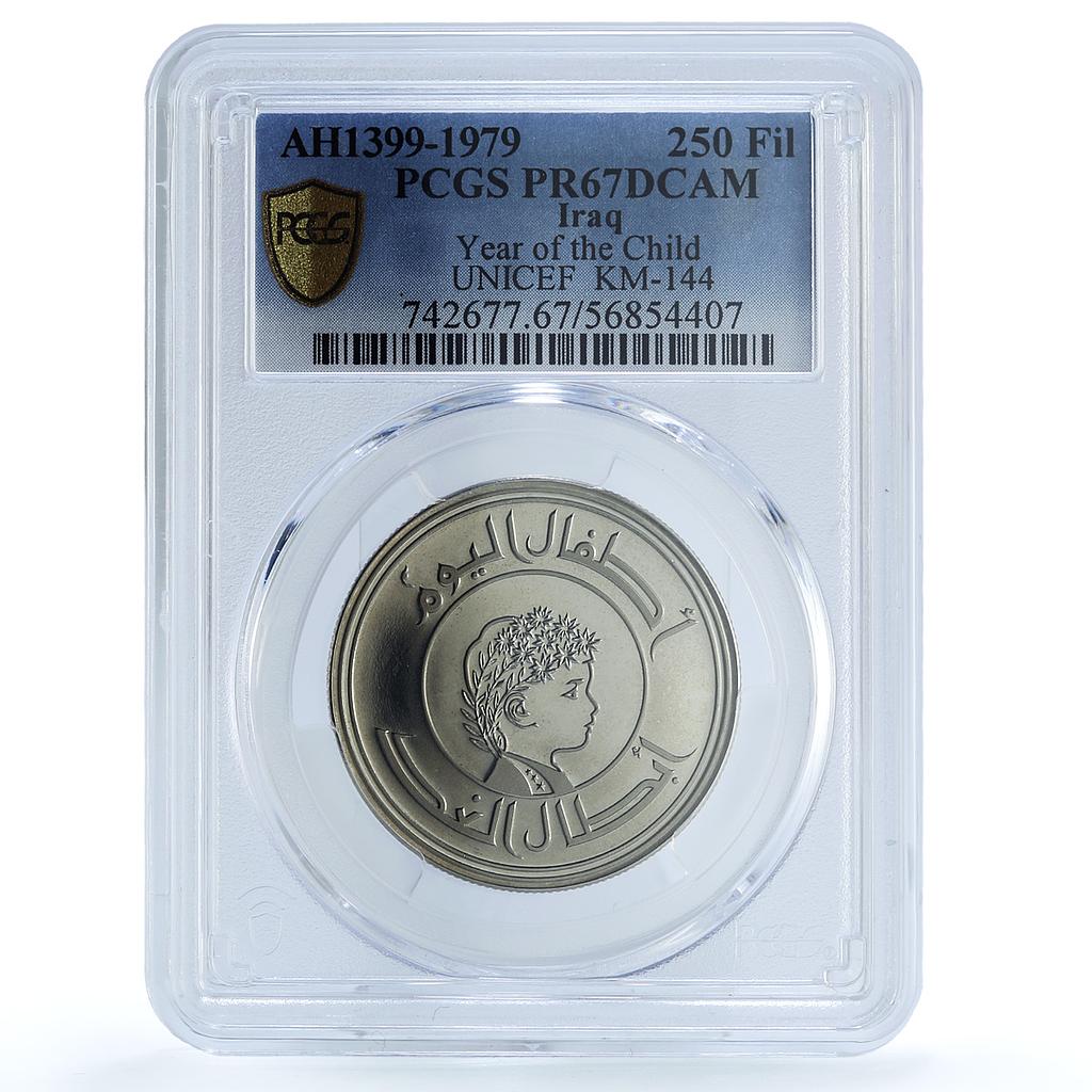 Iraq 250 fils Year of the Child KM-144 UNICEF PR 67 PCGS nickel coin 1979 Iraq 250 fils Year of the Child KM-144 UNICEF PR 67 PCGS nickel coin 1979