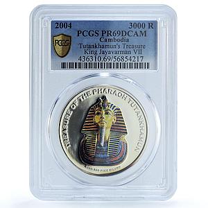 Cambodia 3000 riels Pharaoh Tutankhamun KM-103 PR 69 PCGS silver coin 2004