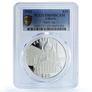 Liberia 20 dollars Paris France Architecture City PR 69 PCGS silver coin 2000