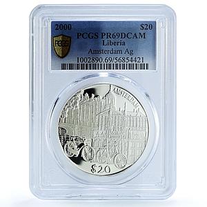 Liberia 20 dollars Amsterdam Netherlands Architecture PR69 PCGS silver coin 2000